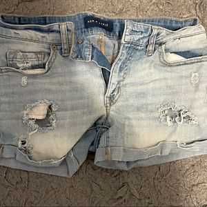 Aeropostale Womens Ripped Jean Shorts Light Wash Size 2